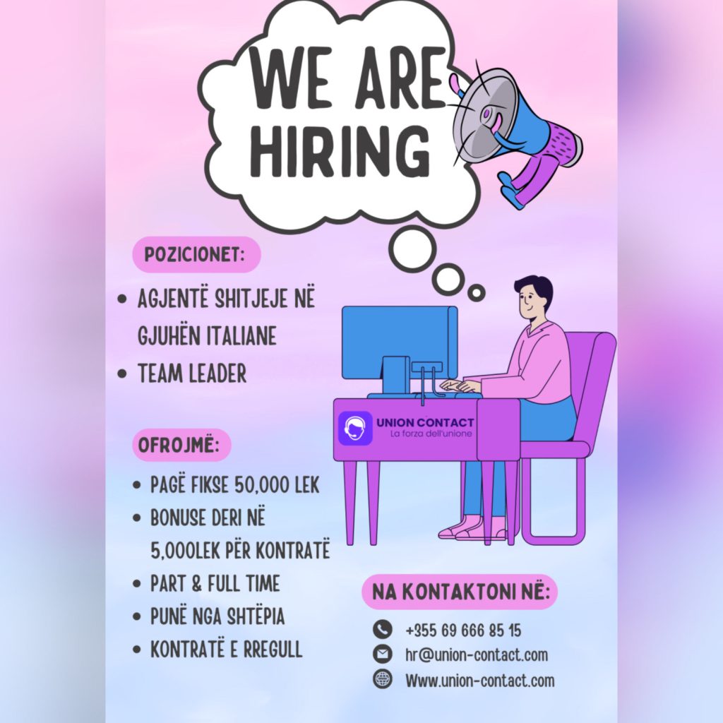 OFERTA PUNE UNION CONTACT Call Center E Contact Center A Tirana 